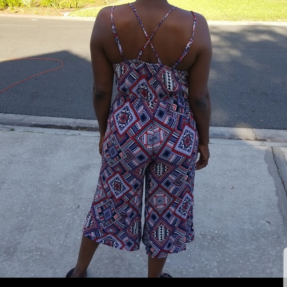 Boho Jumpsuit Pants Capri Summer Fall Spring - Picture 2 of 4